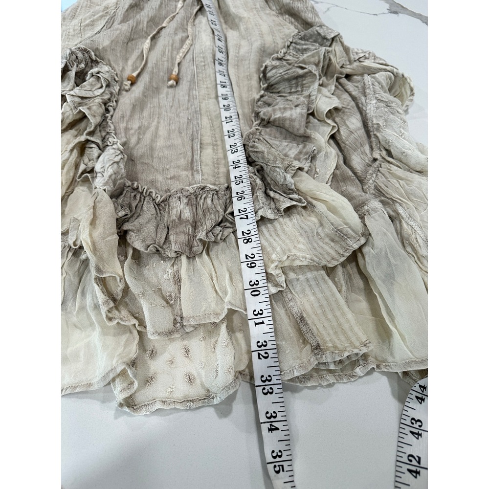 Young Threads Latte Beige Ruffle Midi Skirt Boho Textured Viscose SK44136 M - Picture 7 of 7